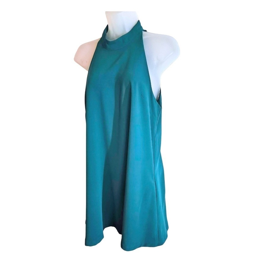 Lovers + Friends Mini Halter Dress In Teal Green With Pockets Size S - Picture 2 of 9